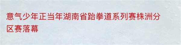 意气少年正当年湖南省跆拳道系列赛株洲分区赛落幕