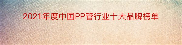 2021年度中国PP管行业十大品牌榜单
