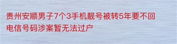 贵州安顺男子7个3手机靓号被转5年要不回电信号码涉案暂无法过户