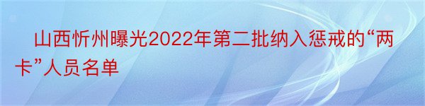 ​山西忻州曝光2022年第二批纳入惩戒的“两卡”人员名单