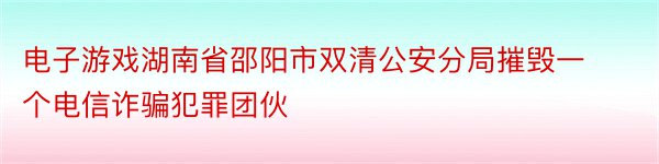电子游戏湖南省邵阳市双清公安分局摧毁一个电信诈骗犯罪团伙