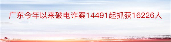 广东今年以来破电诈案14491起抓获16226人