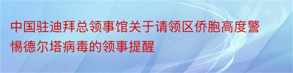 中国驻迪拜总领事馆关于请领区侨胞高度警惕德尔塔病毒的领事提醒