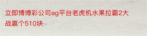 立即博博彩公司ag平台老虎机水果拉霸2大战赢个510块
